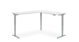 72" M x 60" R White Laminate L-Shaped UPLIFT Standing Desk