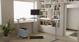 White Laminate L-Shaped Standing Desk