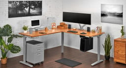 72" M x 60" R Bamboo L-Shaped UPLIFT Standing Desk