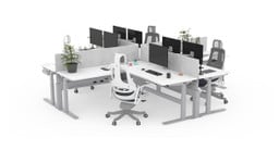 Group L-Shaped desks together in interesting configurations with the Power and Data Rail