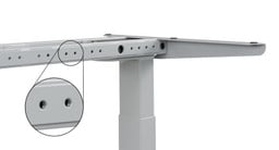 Our patent-pending accessory mounting points enable you to attach a growing line of UPLIFT Desk accessories directly to your frame (pictured on a gray UPLIFT V2-Commercial Standing Desk Frame).