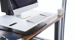 White Eco surface makes for a clean look and matches white desk accessories