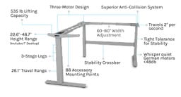 V2-Commercial L-Shaped UPLIFT Standing Desk Frame features