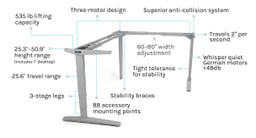 V2 L-Shaped UPLIFT Standing Desk Frame features