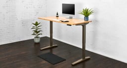 60" x 30" Rubberwood Solid Wood Standing Desk with Industrial Style C-Frame and Standing Mat with Heel Grab