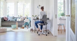 The Capisco's saddle seat opens the hips when facing forward, and it allows comfortable sitting backward and sideways