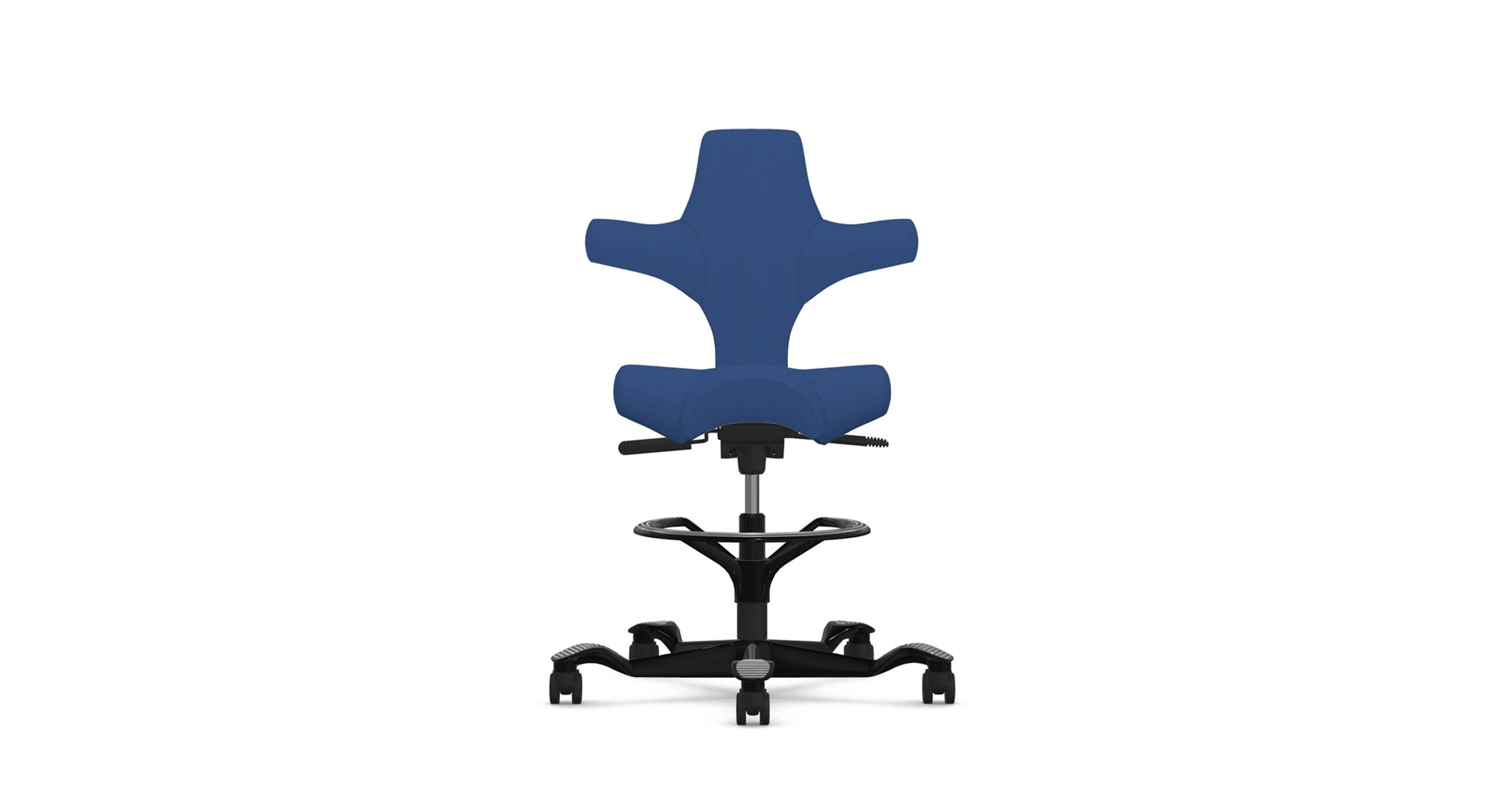 The Capisco Chair (Quick-Ship) in Era Cobalt Blue Fabric with Black Base