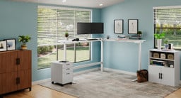 White Laminate L-Shaped V2-Commercial Standing Desk