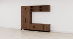 Walnut MoPac Storage Wall 3 Configuration