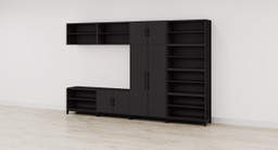 Black MoPac Storage Wall 4 with Bookcase Configuration