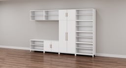 White MoPac Storage Wall 4 with Bookcase Configuration