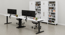 The MoPac Storage Wall 1 Configuration with matching UPLIFT V2 Standing Desks