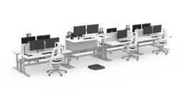 Provide power and network connectivity to desks on either side of UPLIFT Power & Data Rails