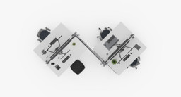 The staggered desk layout enhances collaboration without sacrificing privacy