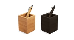 Store the matching bamboo pen and other items in the Pen Holder