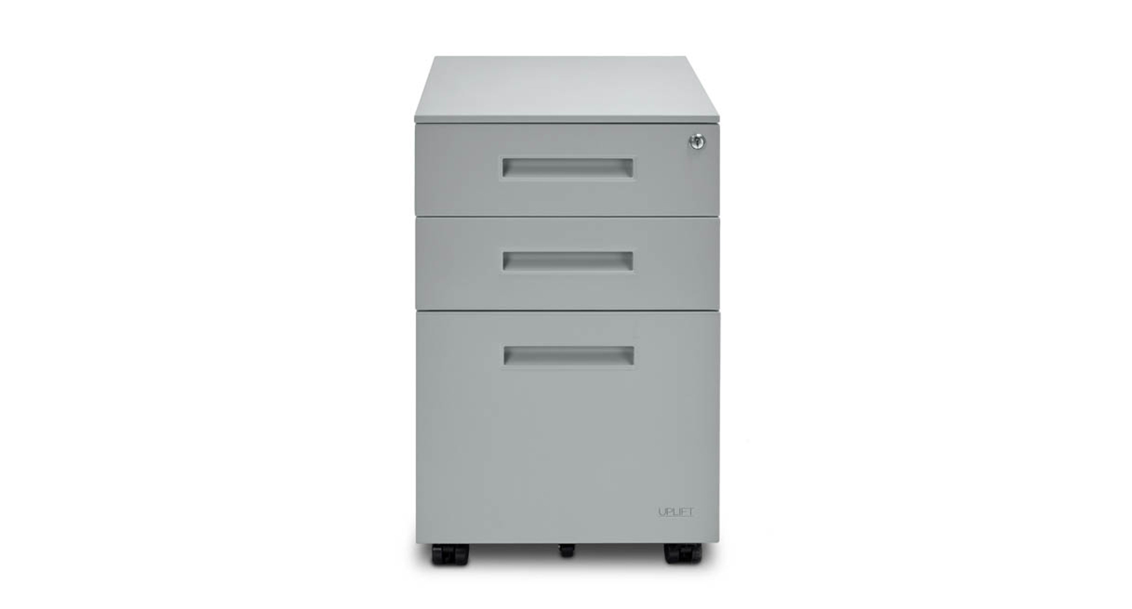 The 3-Drawer Square File Cabinet stores and secures your personal items in a portable cabinet