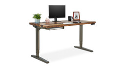 Pheasantwood Live Edge Solid Wood UPLIFT Desk with Industrial Style Frame and matching Slim Under Desk Shelf