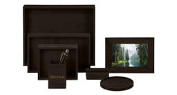 Black color bamboo - eight piece Bamboo Desk Organizer Set