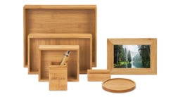 Natural color bamboo - eight piece Bamboo Desk Organizer Set