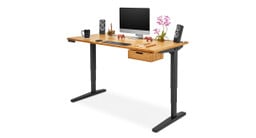 Bamboo UPLIFT Standing Desk with matching Bamboo Desk Drawer