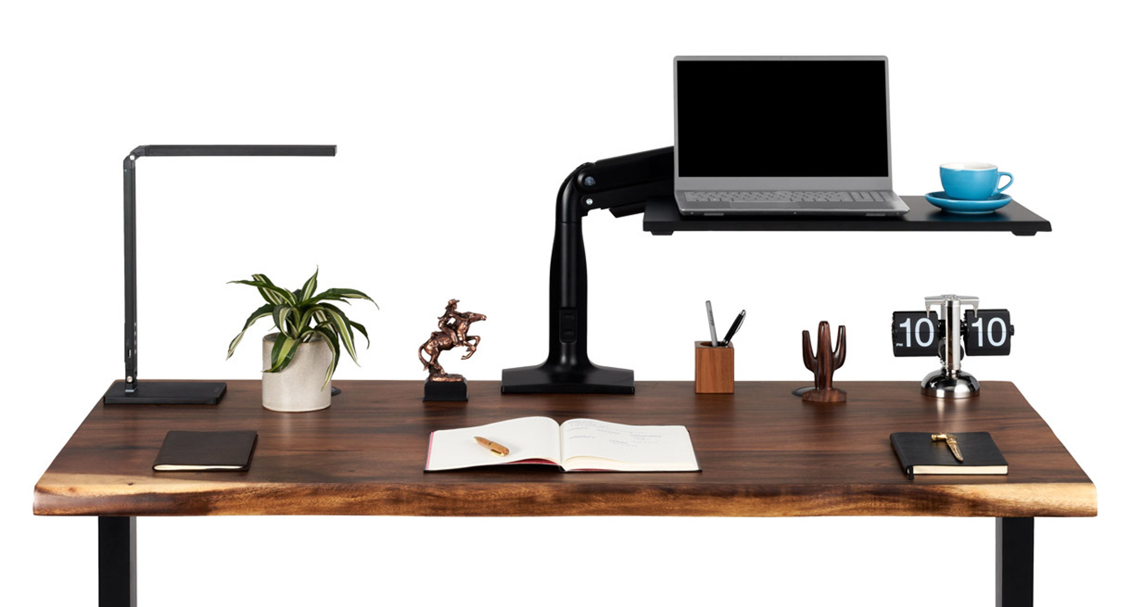 Mount to an existing desk or table to create a height adjustable workstation