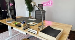 Rubberwood UPLIFT Standing Desk with Motion-X Board and Pursuit Chair - Shared by Nathalia M.