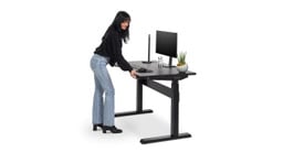 Flexible desk positioning without electric desk power cords