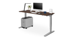 V2 60" x 24" Colombian Walnut Standing Desk with 2-Drawer File Cabinet and Air Purifier