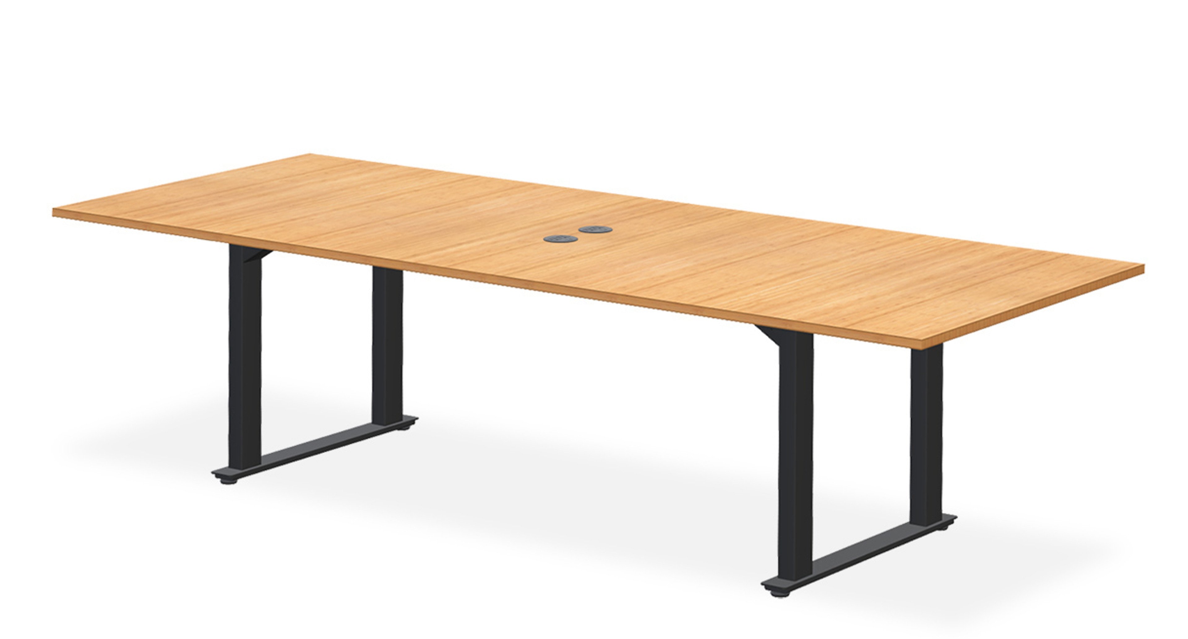 UPLIFT Seated Height Conference Table, 42" Wide Bamboo with a center leaf with grommets.