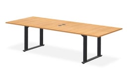 UPLIFT Seated Height Conference Table, 42" Wide Bamboo with a center leaf with grommets.