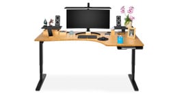 This corner desk maximizes the available workspace within your neutral reach zone