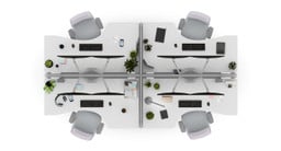 The curved corner design provides plenty of workspace and access for running power and data, even in close quarters
