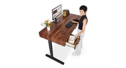 Each side drawer face measures between 7.7" and 16.7" wide depending on the desktop width