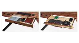 Choose between a center pencil drawer or slide out keyboard tray for the perfect writing desk with drawers