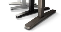 All UPLIFT Standing Desk frames are available in white, gray, black, and industrial style