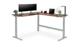 60" x 60" x 30" Walnut Laminate L-Shaped Standing Desk, left return