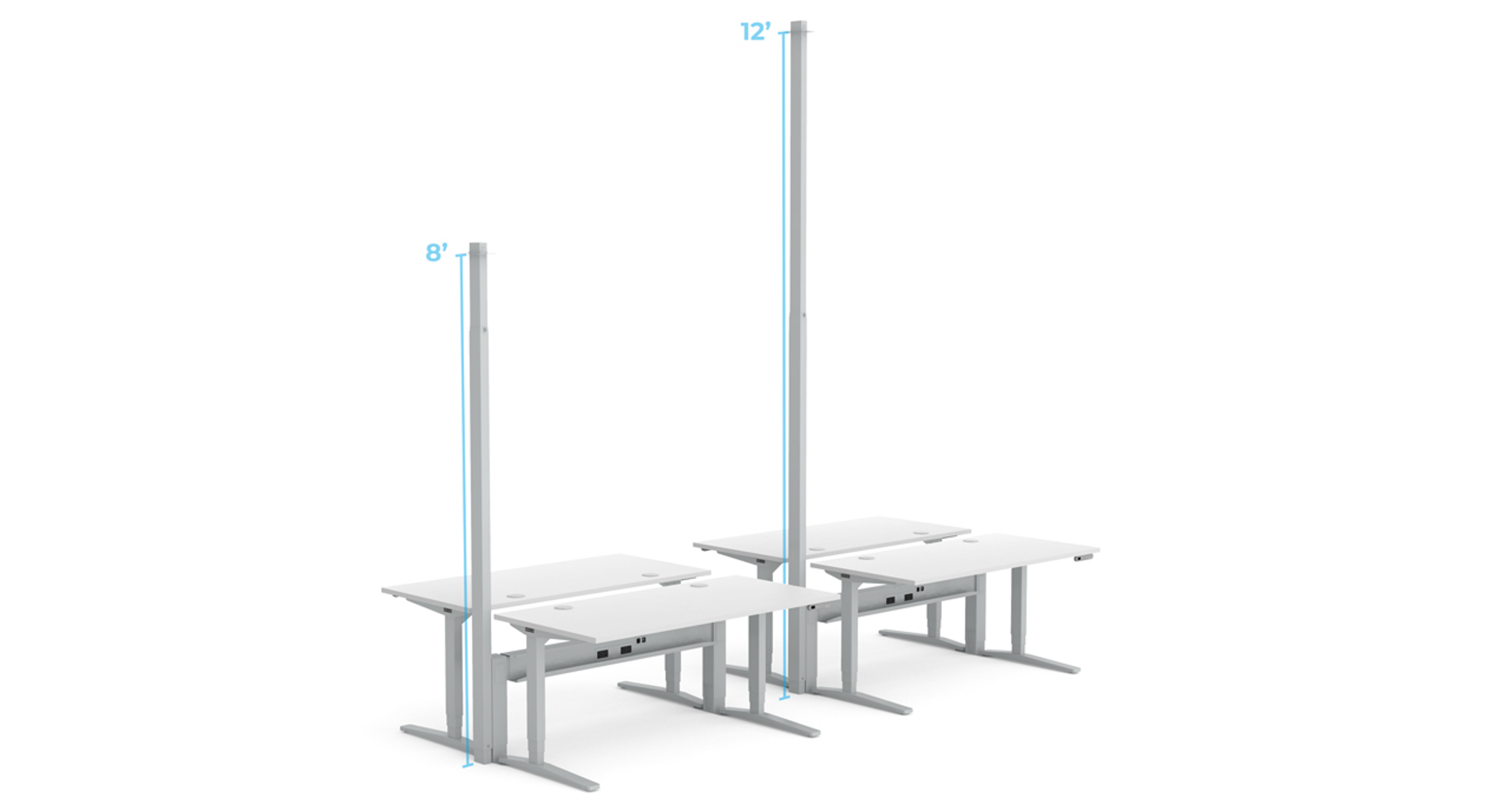 Telescoping design for ceilings between 8 and 12 feet high