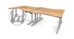 Benching four desks together is easy and only requires installing a few brackets—which can be uninstalled just as easily