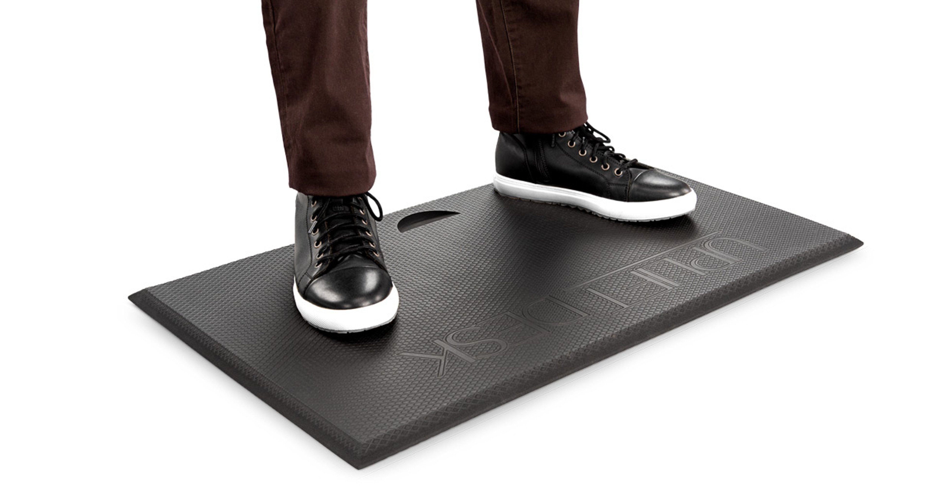 Get the support you need to stand throughout the day with the Standing Desk Mat with Heel Grab