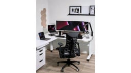 60" x 60" x 30" White Laminate L-Shaped Standing Desk